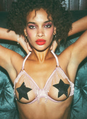 Beaded Fringe Open Cup Bra