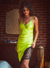 Silk and Chantilly Lace Slip Romantic Evening Wear