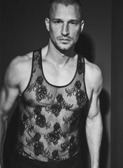 Lace Tank Top Romantic Bouquet Design