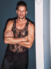 Lace Tank Top Romantic Bouquet Design