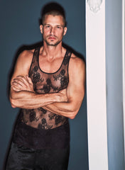 Lace Tank Top Romantic Bouquet Design