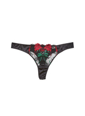 Vampire Rose Embroidery Thong Sheer Lace Romance