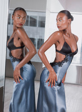 Silk Lace Cutout Slip Dress