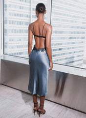 Silk Lace Cutout Slip Dress