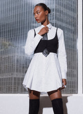 Classic Shirt Dress with Pleated Skirt