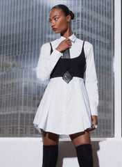 Classic Shirt Dress with Pleated Skirt