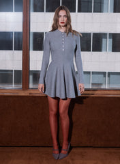 Flared Corset Dress with Henley Neckline