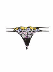 Floral Embroidered V String with Silk Straps