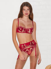 Violet Embroidered Garter Belt Delicate Lace Details