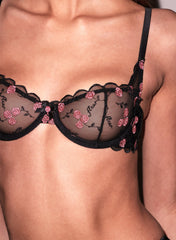 Romantic Rose Embroidery Balconette Bra