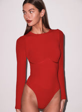 Ribbed Long Sleeve Bodysuit with Cinched Waist