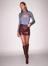Croc Embossed Leather Mini Skirt