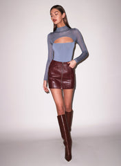 Croc Embossed Leather Mini Skirt