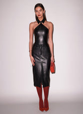 Vegan Leather Skirt High Waist Garter Details