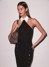 The Hannah Bodysuit Chic Matte Jersey with Necktie Detail