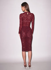 Lace Long Sleeve Bodysuit Elegant Stretch Fit