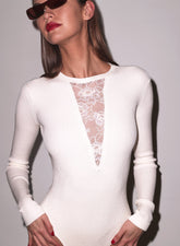 Quinn Ribbed Lace Bodysuit