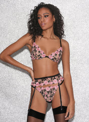 Romantic Rose Embroidered Demi Bra