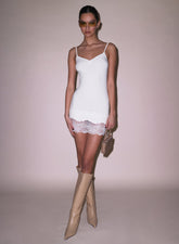 Soft Cotton Slip Dress Romantic Lace Hem