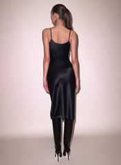 Vampire Rose Embroidery Slip Dress Luxe Silk Charmeuse Lace V Neckline