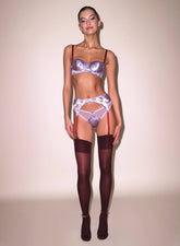 Rose Jacquard Thong Delicate Stitch Detail