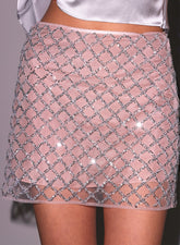 Sparkling Sequin Mini Skirt Diamond Grid Tulle