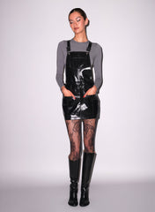 Leather Overall Dress with Adjustable Buckle Straps