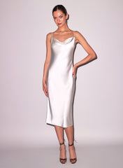 Silk Slip Dress with Cowl Neckline