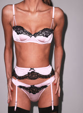 Silk Charmeuse Cheeky with Black Lace