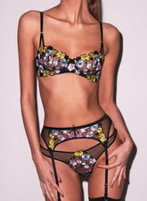 Floral Embroidery Cheeky Panties with Scalloped Details