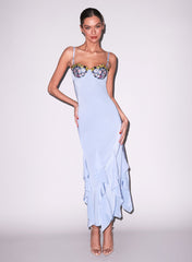 Eden Gown Floral Embroidery Silk Slip Dress