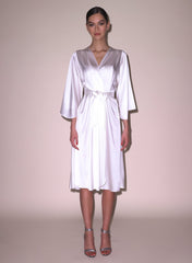 Midi Angel Sleeve Robe Luxe Silk Charmeuse