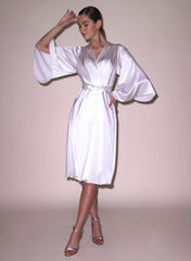 Midi Angel Sleeve Robe Luxe Silk Charmeuse