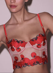 Embroidered Bustier Top with Silk Straps
