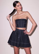 Dark Wash Denim Bustier Top