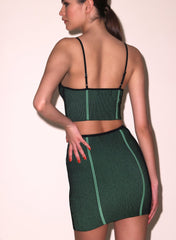 Rib Knit Mini Skirt with Contrast Seams