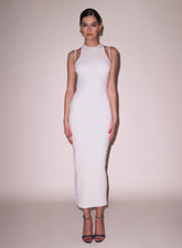 Strappy Rib Ribbed Maxi Dress Elegant Column Silhouette