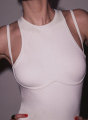 Strappy Rib Ribbed Maxi Dress Elegant Column Silhouette