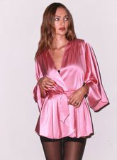 Flowing Angel Sleeve Robe Luxe Silk Charmeuse