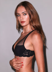 Sheer Overlay Plunge Bra