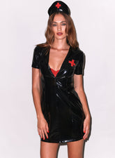 Satin Nurse Uniform Mini Dress