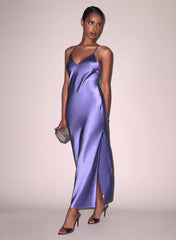 Elegant Silk Slip Dress with High Slit