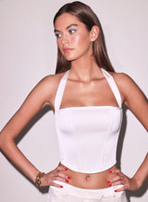 Satin Halter Corset Top for a Chic Monochromatic Look