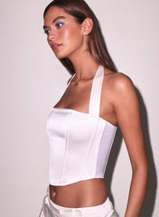 Satin Halter Corset Top for a Chic Monochromatic Look