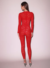 Stretch Lace Catsuit Elegant Provocative
