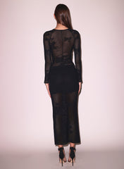 Lace Pointelle Maxi Skirt Flowy Feminine