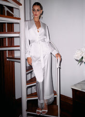 Silk Smoking Jacket with Fringe Embellishment