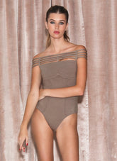 Sofia Strappy Bodysuit Romantic Off Shoulder Style