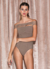 Sofia Strappy Bodysuit Romantic Off Shoulder Style