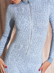 Cozy Knit Catsuit Butterfly Leopard Print